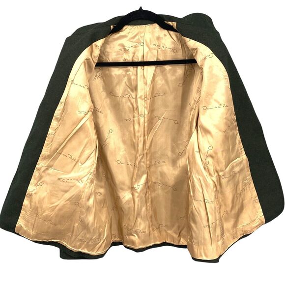 VTG Oscar De La Renta Blazer M Forest Green Wool Business Career Academia Preppy - Picture 5 of 12